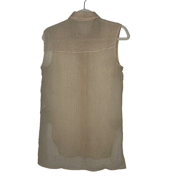 Acne Studios Womens Top Size Medium Beige Button Down Sleeveless Semi Sheer - Picture 2 of 7